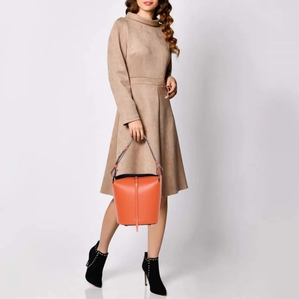 NWT Authentic Burberry Handbag Supple Calfskin Bucket Clementine - Picture 16 of 16